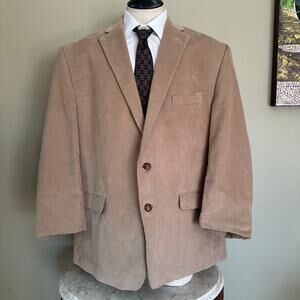 Chaps Corduroy Beige Sport Coat 48R, Elbow pads Sleeves alt to 23" Excellent